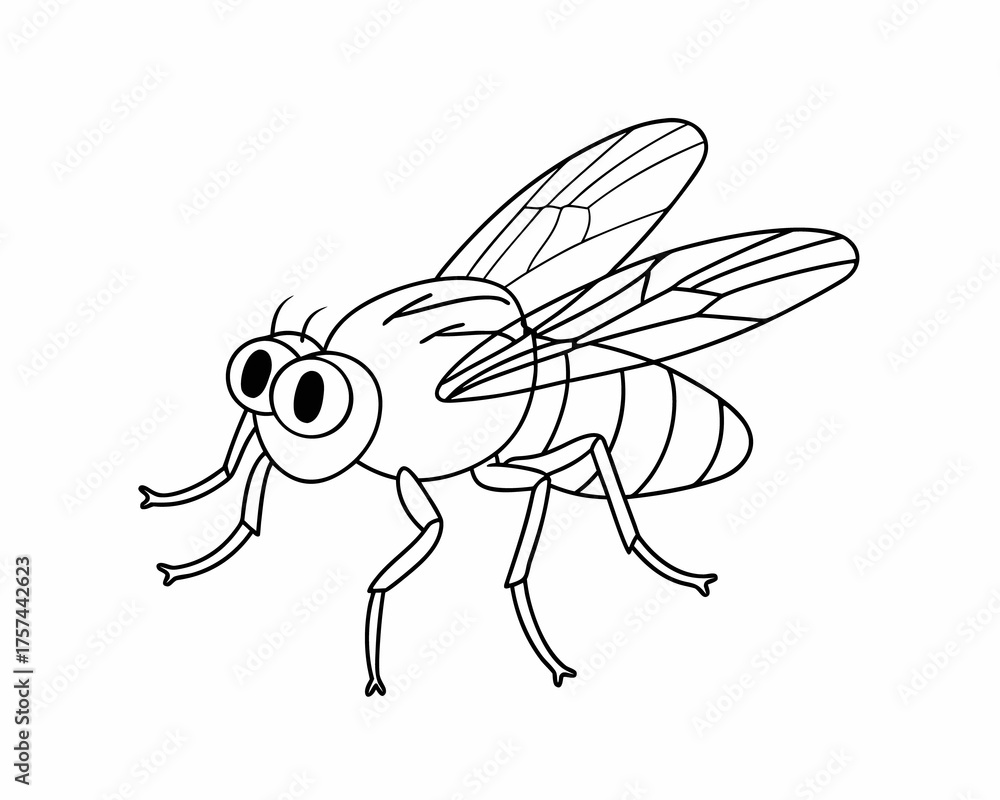 Fototapeta premium A vector illustration of funny cartoon insects like a mosquito and a bee with wings flying in nature