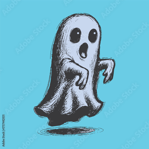 Spooky Ghost Cartoon Hand drawn