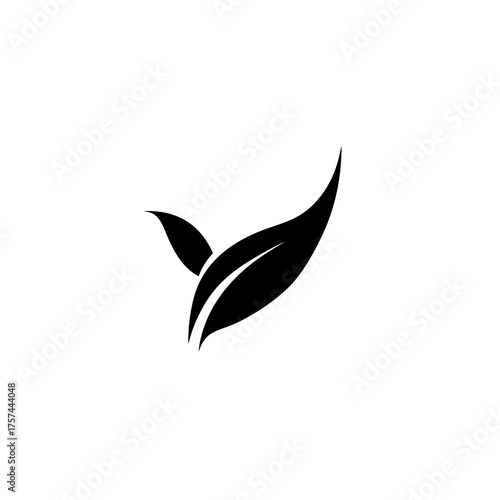 Stylized abstract black leaves vector icon or logo design element. Organic plant symbol for natural products, growth, and ecology.