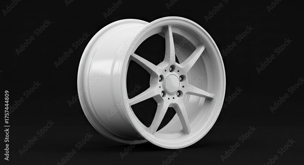 Obraz premium White wheel rim with a sixspoke design against a dark background