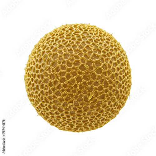 Golden Spherical Texture: Abstract 3D Render of a Gold Metallic Surface isolated on transparent background