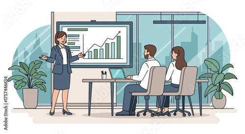 Dynamic presentation showcases company performance metrics to attentive team