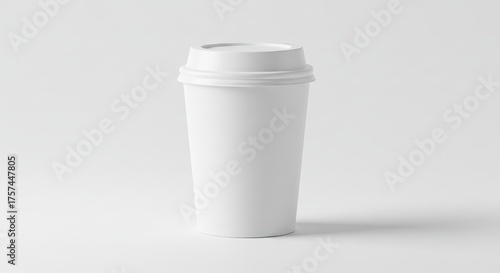 Wallpaper Mural A white paper coffee cup with a lid centered against a stark white backdrop Torontodigital.ca