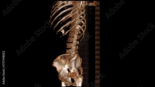 Comprehensive CT Abdomen coronal average VR movie displaying internal organ structures in high clarity. This 3D medical visualization captures detailed anatomy of the abdominal 