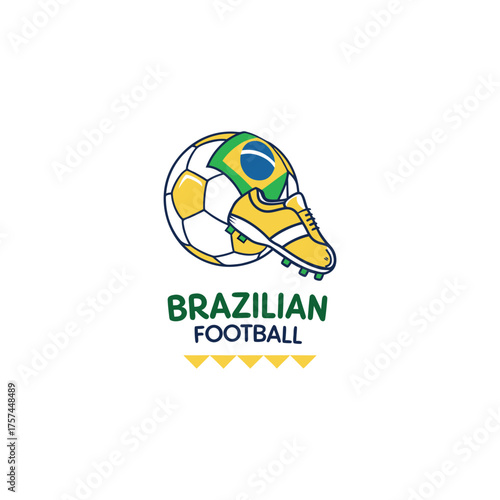 Brazilian football logo design vector 