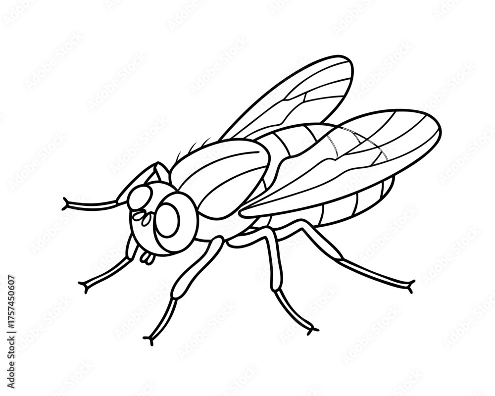 Fototapeta premium Vector illustration of a black bee insect isolated on a white background with detailed wings and antennae