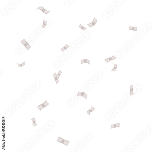Falling money bills on white background illustration