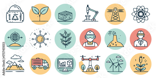 Vector illustration of niche technology solid icons