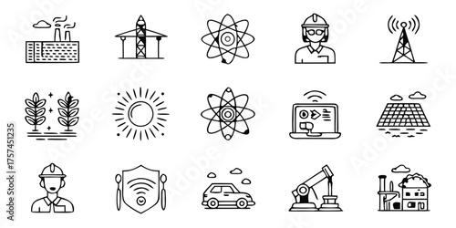 Vector illustration of niche technology solid icons