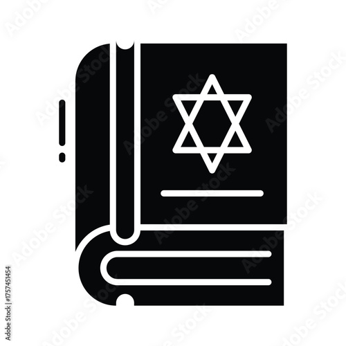 Spooky book of spells icon for horror haunted Halloween art.
