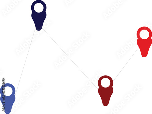 Colorful pin icon to mark location. Map pointer to fine location. Flat design vector illustration.