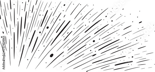 Black white abstract streaks and dots pattern vector
