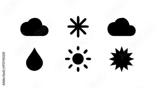 Weather forecast icons set cloud sun rain snowflake star vector illustration graphic design