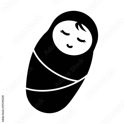 Newborn baby swaddled in blanket vector illustration baby care motherhood infancy graphics design