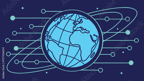 Global network futuristic technology earth connection digital data flow abstract concept