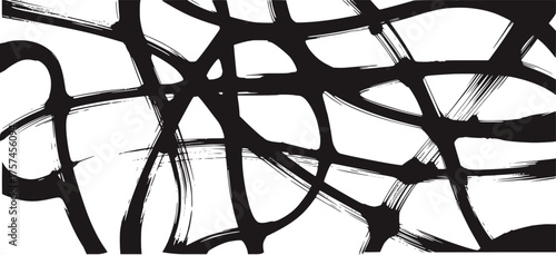 Bold black ink strokes on white canvas abstract brush strokes