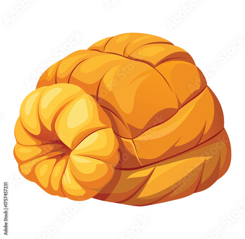 A detailed cartoon illustration of a pair of yellow down-filled expedition boots, very warm, lightweight, and packable for camping and winter adventures on a white background