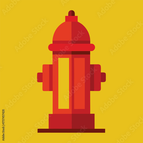 Red fire hydrant illustration on a yellow background for safety concept
