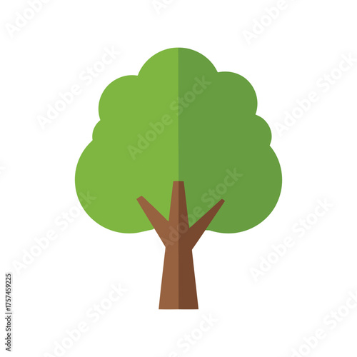 Stylized flat green tree icon with brown trunk simple vector illustration nature element vector