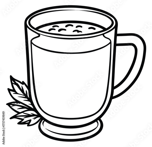 cup of coffee and tea in white mugs isolated on white background