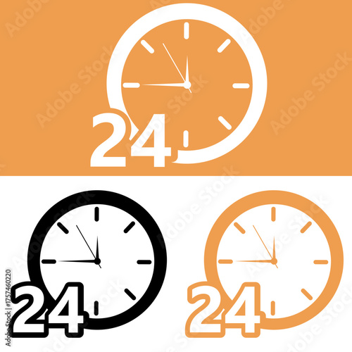 Twenty four hour service available with clock symbol