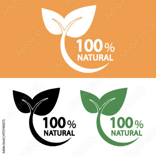Natural product logo design with leaf and text element