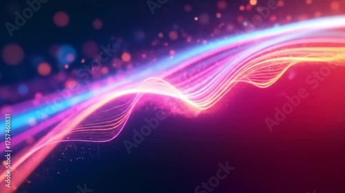 Colorful Glowing Wave Lines Abstract Motion Background in Blue and Pink