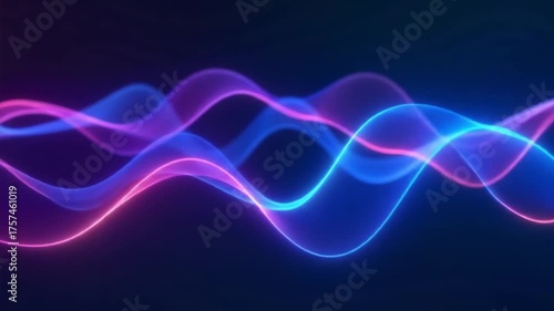 Colorful Glowing Wave Lines Abstract Motion Background in Blue and Pink