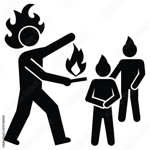 Symbolic depiction of ritual initiation or a perilous trial by fire