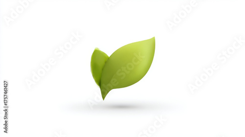 Stylized two green leaves, vibrant green and white, representing nature and organic growth.