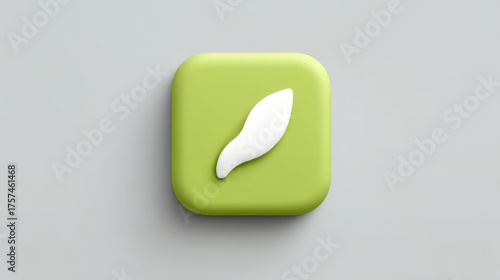 Stylized leaf icon on rounded square, fresh green and white, representing eco-friendly apps and organic branding.