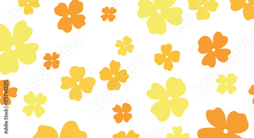 Vibrant abstract floral pattern yellow orange blossoms seamless repetition for design backgrounds vector