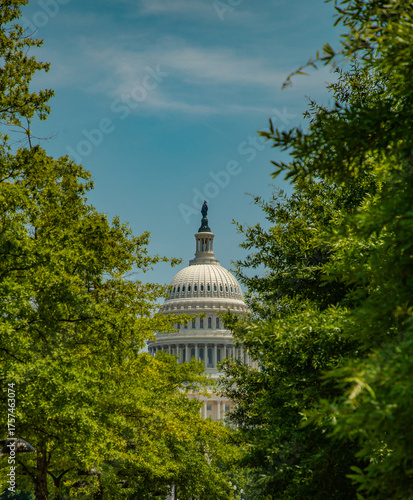 United States Congress in Washington, DC. The Capitol dome over Capitol Hill. Federal government in the nation's capital.