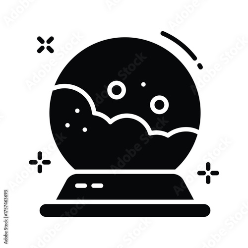 Haunted crystal ball for witchcraft fortune telling, spooky Halloween symbol.