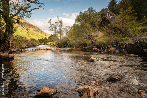 A pastoral, autumn HDR image of the River Massan flowing through Glen Massan on its way to Holy Loch, Argyll and Bute, Scotland.