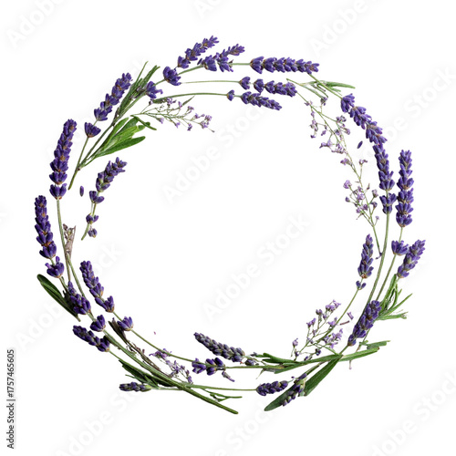 Lavender Wreath Black Background with Vivid Colors
