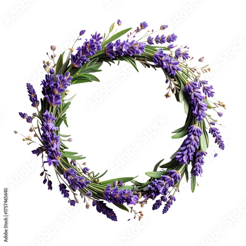 Purple Lavender Flower Wreath Black Background