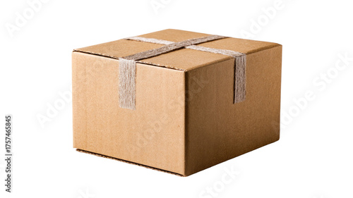A simple shot of a closed cardboard box sealed with tape showing packaging, delivery, storage and shipping concept isolated on white background
