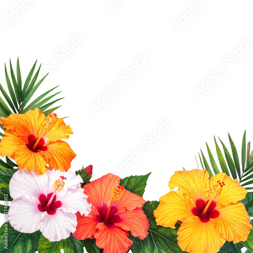 Vibrant Tropical Hibiscus Arrangement with Green Foliage