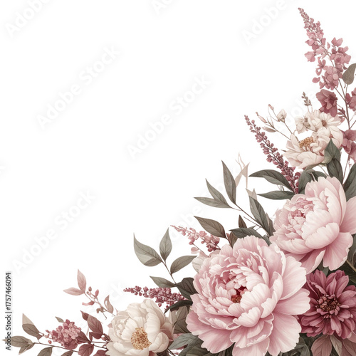Pastel Floral Bouquet with Elegant Sprigs Black