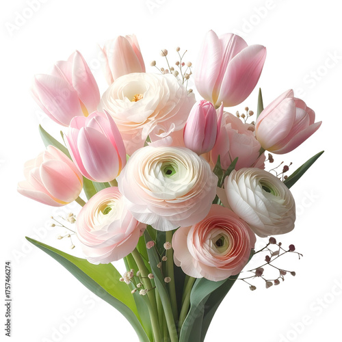 Elegant Pink and White Flower Bouquet Black Background