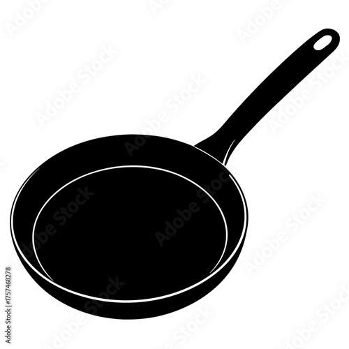 Silhouette of Frying pan on white background