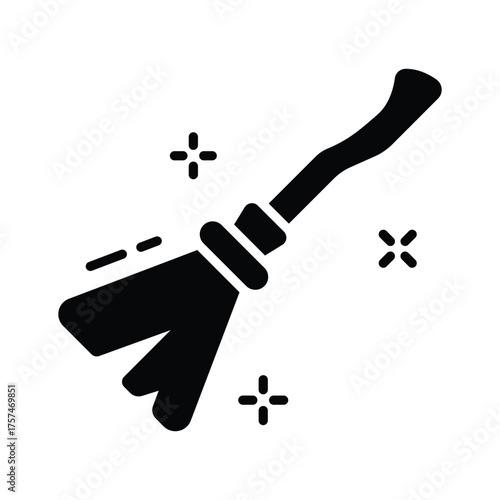 Classic witch broomstick icon for spooky and magical Halloween.
