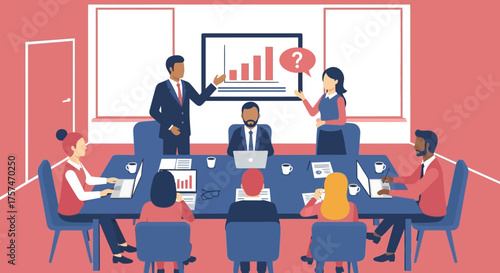 Business Team Meeting Around Conference Table.