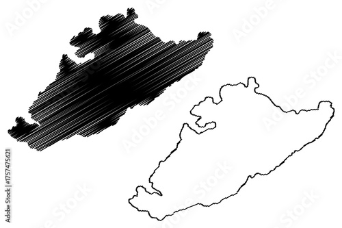 Shag island (South Australia, Commonwealth of Australia, Indian Ocean) map vector illustration, scribble sketch Shag map