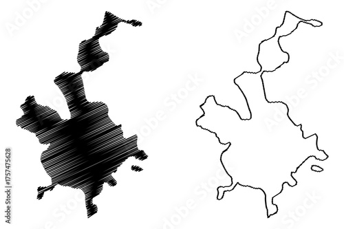 Tenasserim Island (Republic of the Union of Myanmar, Burma, Mergui, Myeik Archipelago, Indian Ocean) map vector illustration, scribble sketch Tenasserim map