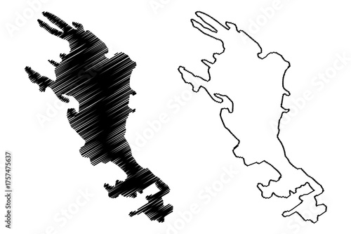 St. Marys Island (Republic of India, Indian Ocean) map vector illustration, scribble sketch St. Mary's, Parashurama dveepa or Coconut Island and Thonsepar map