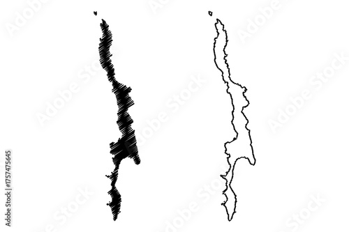 Tillangchong Island (Republic of India, Nicobar Archipelago, Indian Ocean) map vector illustration, scribble sketch Tillanchang map