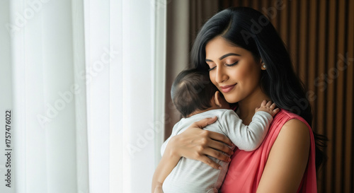 Peaceful Indian mother bonding with her sleeping newborn Free Download Peaceful Indian mother bonding with her sleeping newborn - GFXLoad