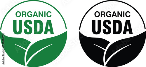 Organic USDA Seal in Green and Black | Vector Logos for Certified Products and Eco-Friendly Packaging